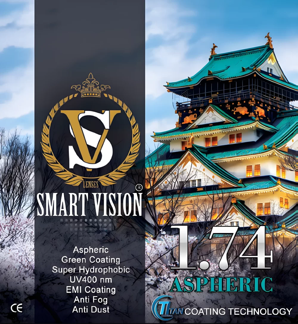 1.74 aspheric Smart Vision lens with advanced coatings, UV400 protection, and premium optical performance.