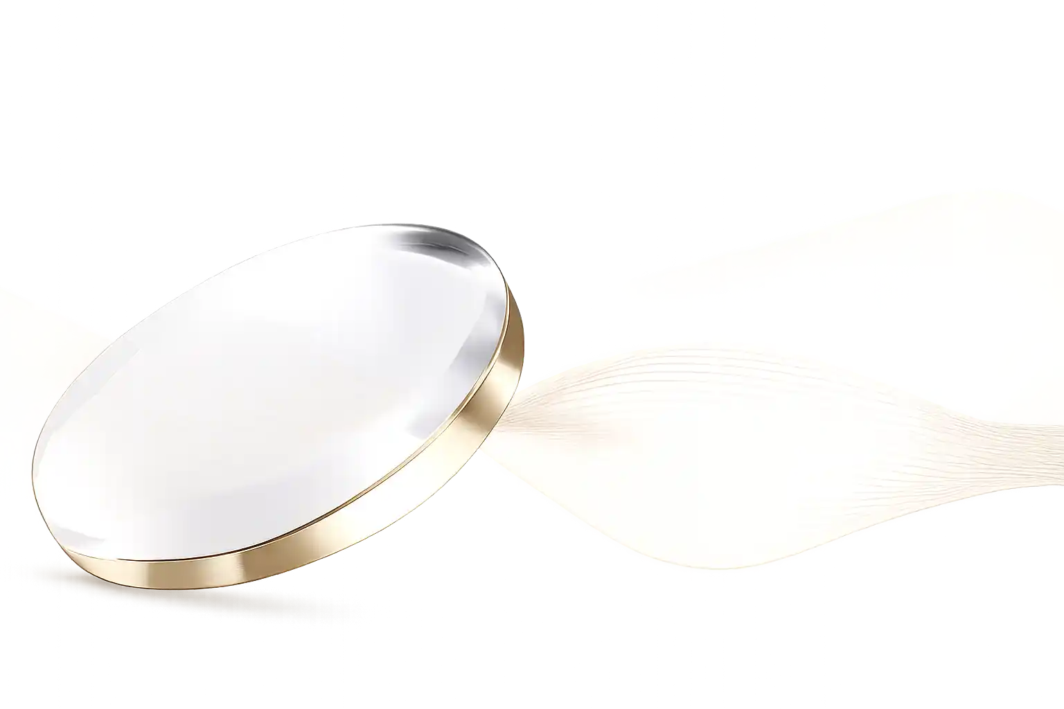 Crystal lens with gold reflections